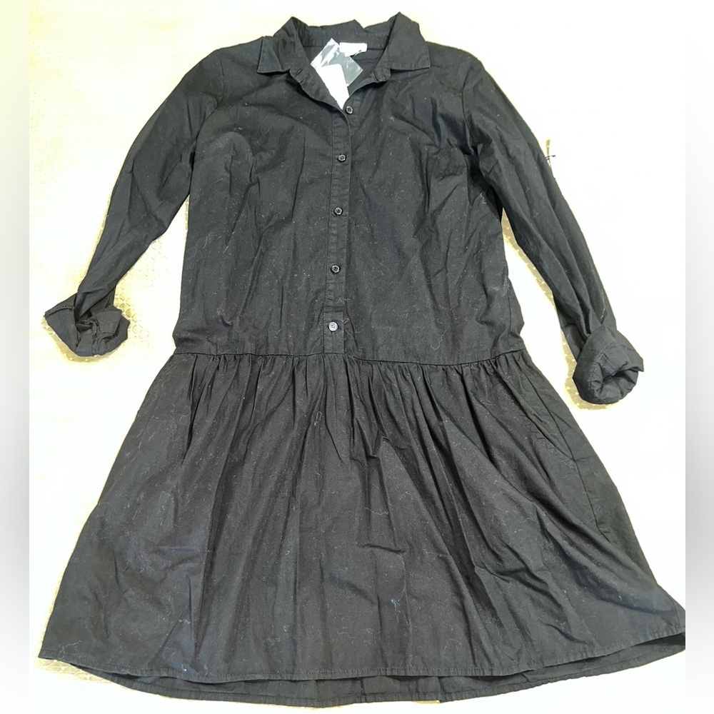 SPLENDID x DAMSEL: THE COTTON COLLECTION LONG SLEEVE DRESS Sz. Medium Black - Picture 3 of 8